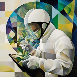 Refraction Naivete style, Midjourney V6.1: editorial illustration for popular scientific magazine cover