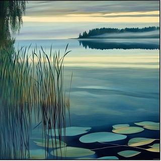 Refraction Naivete style, Midjourney V6.1: realistic landscape photograph of quiet dawn