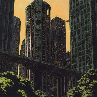 Magencore style, Midjourney V6.1: megacity with futuristic bioarchitecture