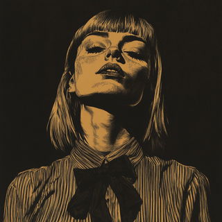 Magencore style, Midjourney V6.1: photographic portrait of female protagonist