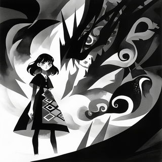 Petalborne Colorfields style, Midjourney V6.1: black-and-white manga comic strip