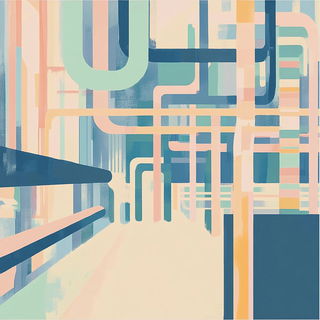 Chromacanyon Storyism style, Midjourney V6.1: technical infrastructure blueprint schematics
