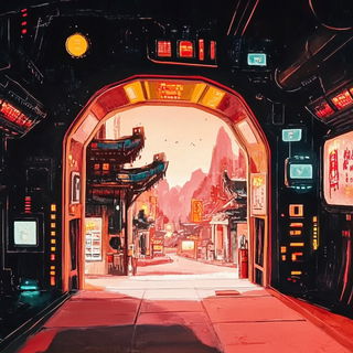 Legendocartoony style, Midjourney V6.1: cinematic shot from sci-fi movie