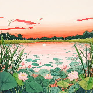 Legendocartoony style, Midjourney V6.1: realistic landscape photograph of quiet dawn
