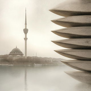 Champleve Astralway style, Midjourney V6.1: bold minimalist logo design for Istanbul city municipal services