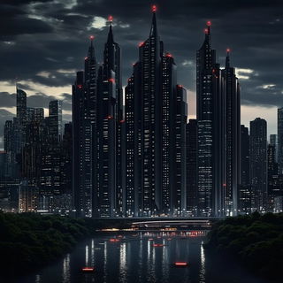 Linocrowd style, Midjourney V6.1: megacity with futuristic bioarchitecture
