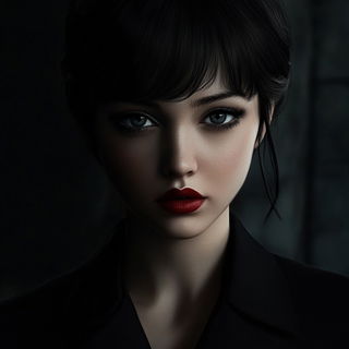 Linocrowd style, Midjourney V6.1: photographic portrait of female protagonist