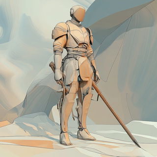 Particlewisp style, Midjourney V6.1: concept art character design of retropunk steam knight