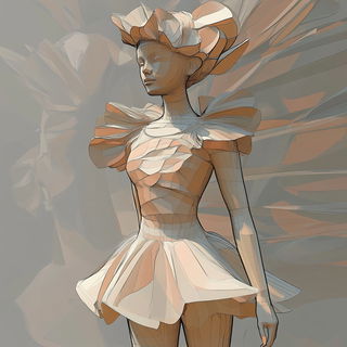 Particlewisp style, Midjourney V6.1: haute-couture fashion outfit