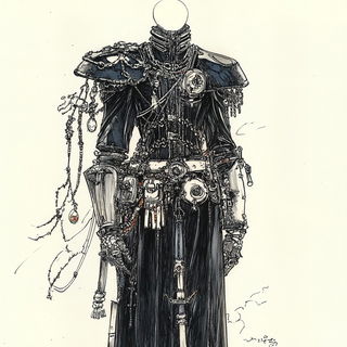 Tidefold style, Midjourney V6.1: concept art character design of retropunk steam knight