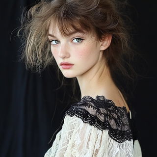 Tidefold style, Midjourney V6.1: photographic portrait of female protagonist