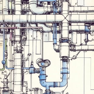 Tidefold style, Midjourney V6.1: technical infrastructure blueprint schematics