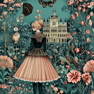 Celestichroma style, Midjourney V6.1: retro fairy-tale illustration