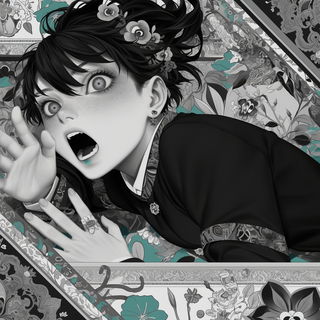 Celestichroma style, Midjourney V6.1: black-and-white manga comic strip