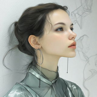 Silvergel Skyline style, Midjourney V6.1: photographic portrait of female protagonist