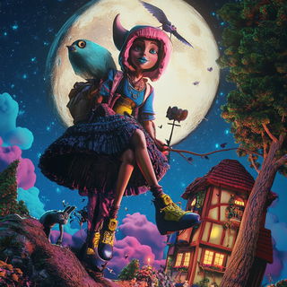 Gearscript Monastery style, Midjourney V6.1: retro fairy-tale illustration
