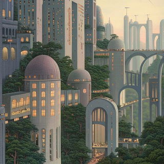 Coveoperetta style, Midjourney V6.1: megacity with futuristic bioarchitecture