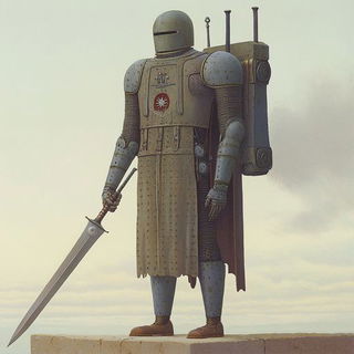 Coveoperetta style, Midjourney V6.1: concept art character design of retropunk steam knight
