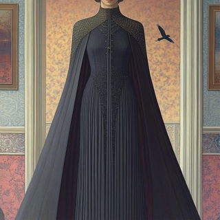 Coveoperetta style, Midjourney V6.1: haute-couture fashion outfit