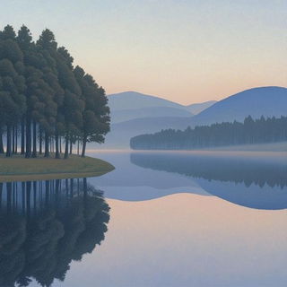 Coveoperetta style, Midjourney V6.1: realistic landscape photograph of quiet dawn