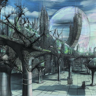 Floodromancy style, Midjourney V6.1: megacity with futuristic bioarchitecture