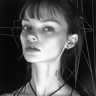 Floodromancy style, Midjourney V6.1: photographic portrait of female protagonist