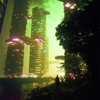 Monochrome Monasticism style, Midjourney V6.1: megacity with futuristic bioarchitecture