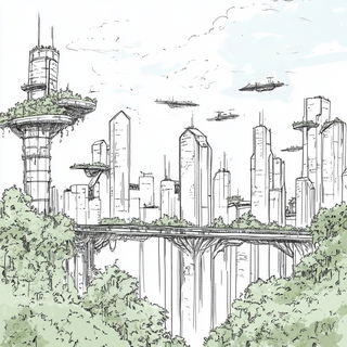 Brightclay Grotesquerie style, Midjourney V6.1: megacity with futuristic bioarchitecture