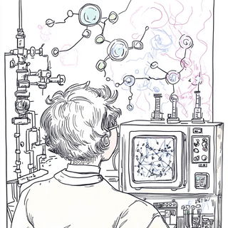 Brightclay Grotesquerie style, Midjourney V6.1: editorial illustration for popular scientific magazine cover