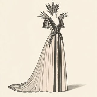 Screencut Synchromania style, Midjourney V6.1: haute-couture fashion outfit