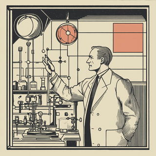 Screencut Synchromania style, Midjourney V6.1: editorial illustration for popular scientific magazine cover