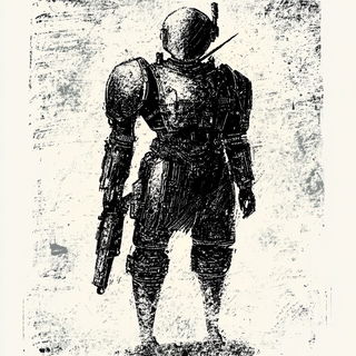 Cryovolcanic Silhouette style, Midjourney V6.1: concept art character design of retropunk steam knight