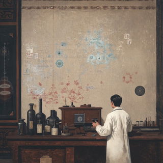Goldthread Castellature style, Midjourney V6.1: editorial illustration for popular scientific magazine cover