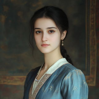 Goldthread Castellature style, Midjourney V6.1: photographic portrait of female protagonist