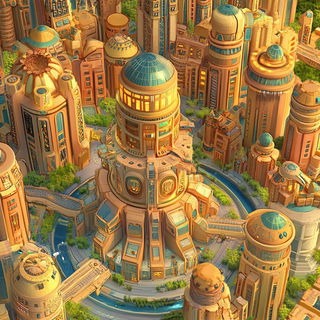Noctigrove style, Midjourney V6.1: megacity with futuristic bioarchitecture
