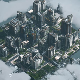 Collageolithica style, Midjourney V6.1: megacity with futuristic bioarchitecture