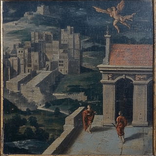 Collageolithica style, Midjourney V6.1: classical 18th-century oil painting