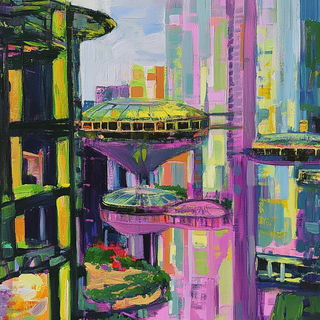 Gothicloris style, Midjourney V6.1: megacity with futuristic bioarchitecture