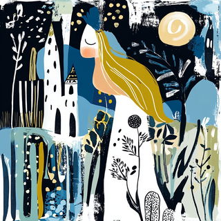 Petalplane Expressionism style, Midjourney V6.1: retro fairy-tale illustration