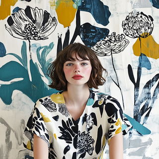 Petalplane Expressionism style, Midjourney V6.1: photographic portrait of female protagonist