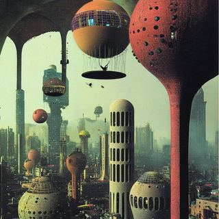 Ruincatharsis style, Midjourney V6.1: megacity with futuristic bioarchitecture
