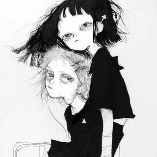 Tealamber Apogee style, Midjourney V6.1: black-and-white manga comic strip