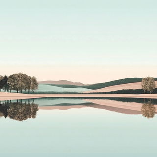 Lacrimorph style, Midjourney V6.1: realistic landscape photograph of quiet dawn