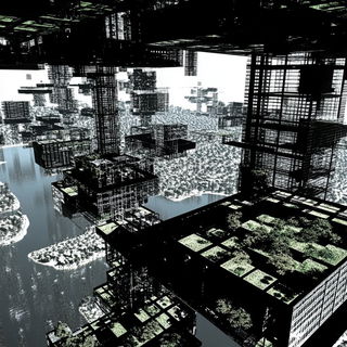 Keystone Eddies style, Midjourney V6.1: megacity with futuristic bioarchitecture