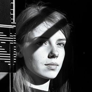 Keystone Eddies style, Midjourney V6.1: photographic portrait of female protagonist