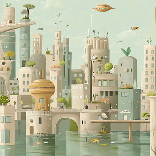 Decklecliffism style, Midjourney V6.1: megacity with futuristic bioarchitecture