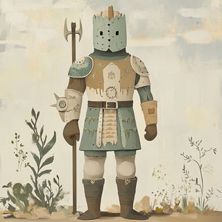Decklecliffism style, Midjourney V6.1: concept art character design of retropunk steam knight