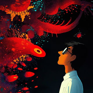 Maskshore Cartouche style, Midjourney V6.1: editorial illustration for popular scientific magazine cover