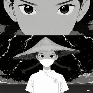 Maskshore Cartouche style, Midjourney V6.1: black-and-white manga comic strip