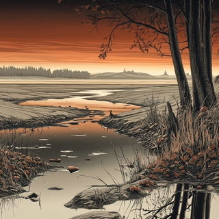 Cerulean Zoophotism style, Midjourney V6.1: realistic landscape photograph of quiet dawn